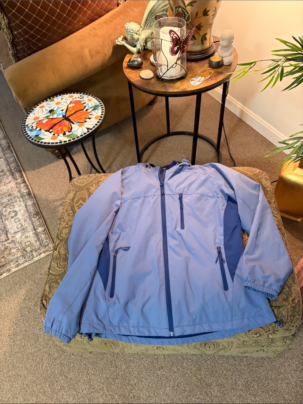 Women’s Light Blue Hooded Softshell Jacket - Picture 2 of 3